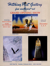 1987 RANCE HOOD, HITCHING POST GALLERY GRAND OPENING WESTERN ART EXHIBIT ADVERT picture