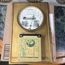 Antique 1930-50’s Fahrenheit Thermometer with New Years Greeting Calendar picture