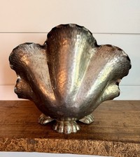 Mid-Century Modern Soft-Hammered Silver Plate Clam Shell Ice Bucket-Wine Cooler picture