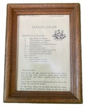 Vintage 1970s Sitmar Cruises TSS Fairwind Framed Caesar Salad Recipe ~6.5x9in picture