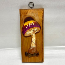 Vintage 1970's Wooden Mushroom Plaque 10