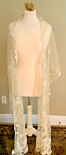 Princess Lace Brussels Antique Point D'esprit Appliquéd Net Wedding Veil Stole picture
