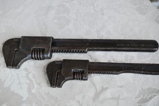Antique VLCHECK Drop Forge Monkey Pipe Adjustable Wrench Set of 2 - 11