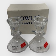Towle Full Lead Crystal Candlestick Holders 24% Lead Crystal Glass Austria TWO picture