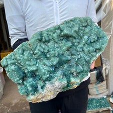 31lb Large Natural green cubic fluorite quartz crystal cluster mineral specimen picture