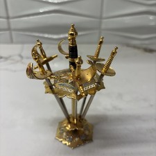 Vintage 6 Mini Swords Cocktail Appetizer Picks Skewers TOLEDO SPAIN Barware picture