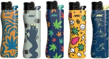 MK REFILLABLE ERGONOMIC PLANT SERIES GRIP PRO LIGHTERS PACK OF 5 picture