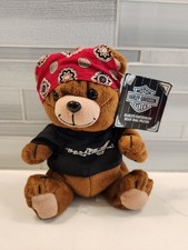 Vintage Harley Davidson Motorcycles Roamer Bear Bean Bag Plush w/ Bandana 1997 picture