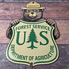 Vintage Smokey the Bear Sign - Porcelain Gas Pump Forest Service Sign picture