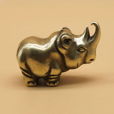 Brass Rhinoceros Statue Keychains Pendant Bag Pants Pendant Animal Figurines picture