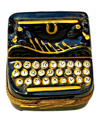 LIMOGES France PEINT MAIN Trinket Box-Antique Vintage Typewriter-Detailed & Rare picture
