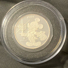 Disney 1989-1990 Mickey Mouse & Pluto .999 Fine Silver Coin/Round picture