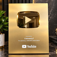 YouTube Gold Play Button Personalized Metal Plaque Wall Mounted Award picture