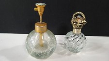 Vintage IRICE NY Glass Perfume Bottles/Clear Ornate & Crackle Mid-century  picture