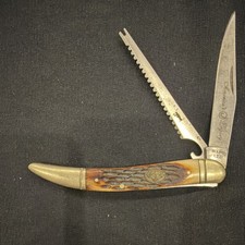 Camillus USA Legend NAFC LTD 2001 Bone 2-Blade Pocketknife Saw Opener picture
