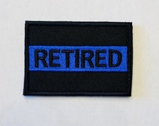 POLICE RETIRED THIN BLUE LINE MILITARY HOOK & LOOP EMBROIDERED  PATCH picture