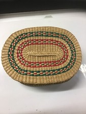 Vintage Oblong Lidded Basket Tight Weaved  picture