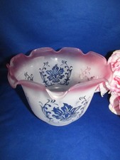 VTG FRENCH VIANNA ACID ETCHED CRANBERRY TO CLEAR GLASS SHADE TULIP SHAPE 5 3/8