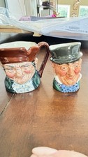 Set Of 2 Vintage  Miniature  Royal  Daulton Jugs Mr. Micawber & Old Charley picture