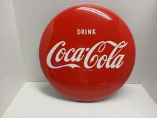 Coke 16 Inch Round Button Sign Metal “DRINK Coca-Cola” AM26  picture