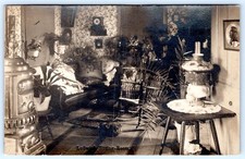 1907-20's RPPC LUDWIG'S SITTING ROOM REAL PHOTO ANTIQUE POSTCARD picture