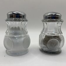 Vintage Fostoria Clear Coin Glass Salt & Pepper Shakers 1886 Eagle/Torch picture