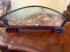 Vintage Chinese/Asian Cork Art Hand Made Lacquered Wood With Glass picture