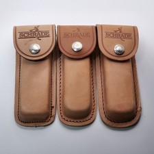 3x Vintage SCHRADE 6 Inch Leather Folding Knife Sheath for 5 Inch LB7 LB8 UH picture