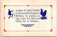 Postcard George Washington Birthday Humor Limerick Egg Hen Hatchet picture