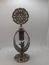 Vintage Hollywood Regency Gold Ormolu Filigree Cherub Perfume Bottle picture