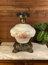 Vintage Phoenix Milk Glass Gone With The Wind Hurricane Lamp Base Wild Rose #906 picture