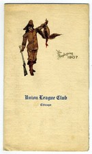Union League Club Thanksgiving Dinner Menu 1907 Chicago Illinois  picture