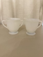 Vintage Macbeth Evans American Sweetheart Monax White Creamer Sugar Bowl Set picture