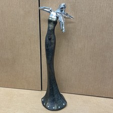 Violin Lady Sculpture Chrome Bronze Look Contemporary Modern Resin Sculpture Art picture