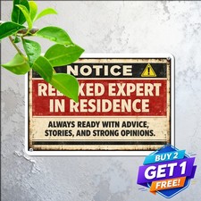 Retired Person On Premises Tin Sign Senior Citizen Retirement Metal Plaque 8x12 picture