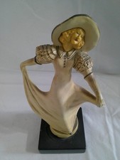 Vtg Art Deco Lady Painted Cast Metal 7