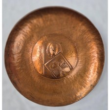 Handarbeit Mid Century Copper Plate Medieval Knight Crest Vintage Excellent picture