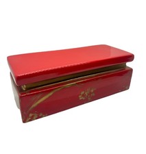 Rare 1980s JARU pottery California oxblood red Lidded Asian MCM Trinket Box  picture