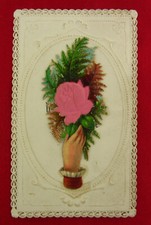 Antique German BEST WISHES TODAY Lace Greeting Card FLAP OPENS Card picture