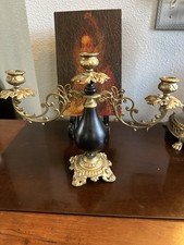 ANTIQUE FRENCH BRASS CHURCH CANDELABRAS picture