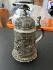 Vintage SKS Zinn 95% Pewter Beer Stein with Pewter Lid Very Nice picture