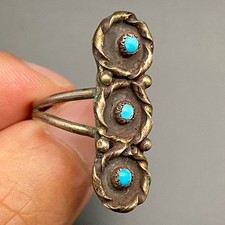 Vintage Navajo Melvin Thompson Native Snake Eye Turquoise Silver Ring Size 6 picture