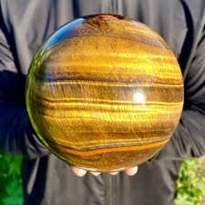 6.15LB Natural Large Gold Tiger’s Eye Stone Quartz Crystal Sphere Specimen Reiki picture