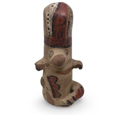 Vintage Pre-Columbian Style Terracotta Pottery Figure Hand Painted 3.75