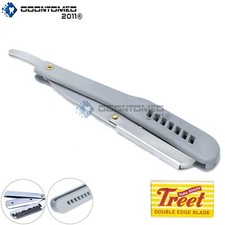 Professional Barber Manual Folding Razor Men Stylish Gray Handle Blades BTS-355 picture