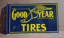 Good Year Tires Porcelain Enamel Sign  18 x 10 Inches 2 Sided picture