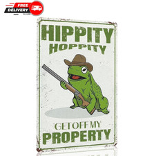 Funny Frog No Trespassing Metal Tin Sign Hippity Hoppity Get Off Property picture