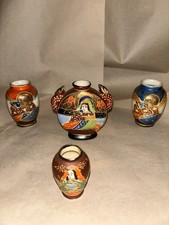 Vintage Japanese Miniature Vase Lot (4) Hotta Yu Shoten & Occupied Japan Moria picture