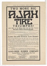 1910 Ajax Tire Ad: Riverhead Mattituck Course, Long Island Stock Car Race Theme picture