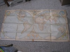 VINTAGE A MAP OF THE WORLD December 1941 National Geographic HEAVY CANVAS BACK picture